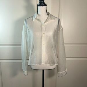 NWT Abercrombie & Fitch Sheer Button Front Blouse Size M Minimal Chic